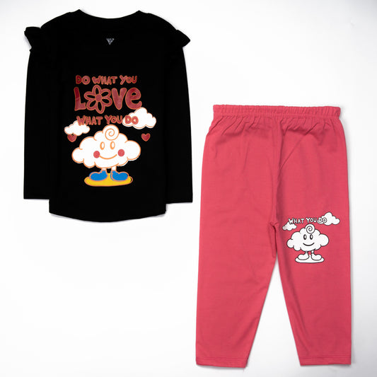 Girls Printed Full Sleeve Suit (Do-What-You)