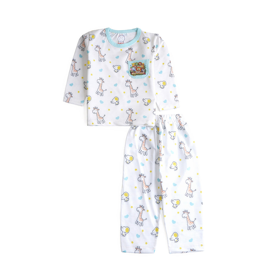 Boys Printed Full Sleeve Suit – Cyan & Yellow Winter Set (12 Months to 3 Years)