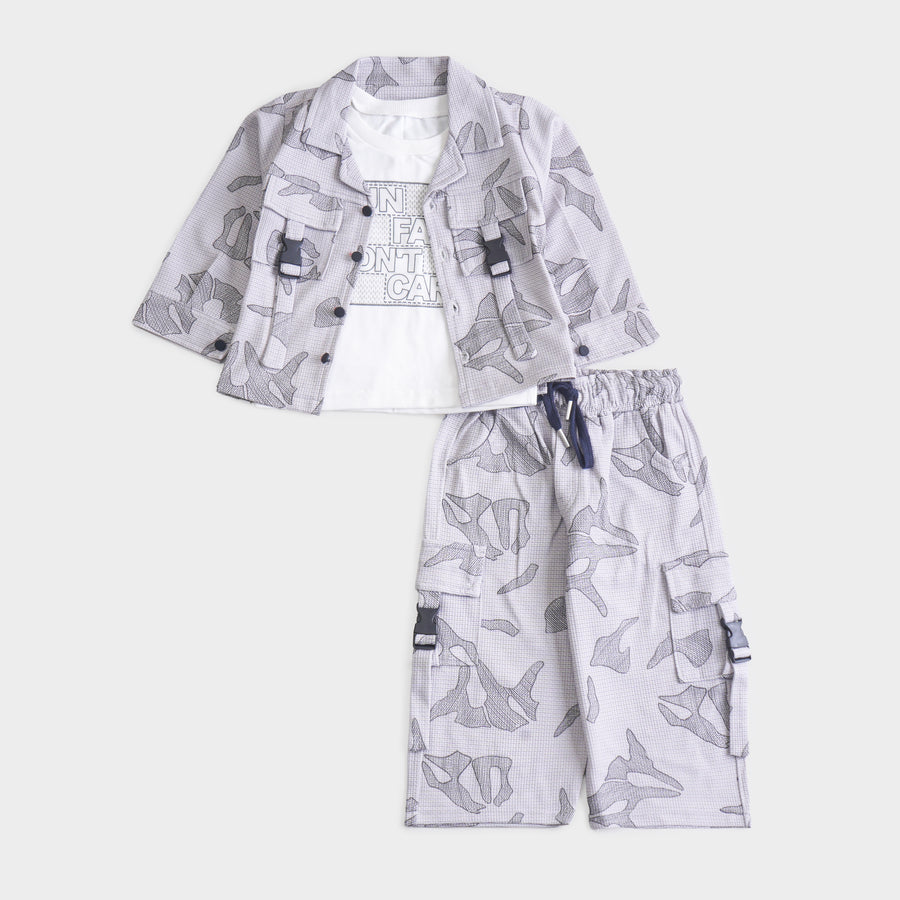 Boys 3 Pcs Suit – Green, Copper, Grey & Coffee Winter Outfit Set (4 to 9 Years)