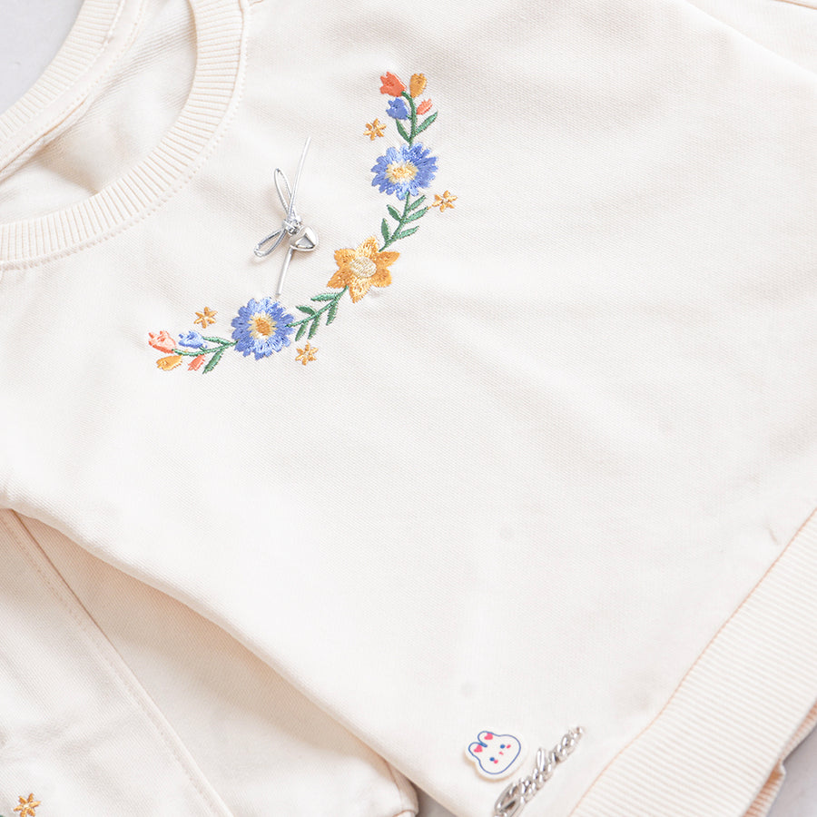 Girls 2 Pcs Suit – Blue, Peach & Yellow Winter Outfit Set (4 to 9 Years)