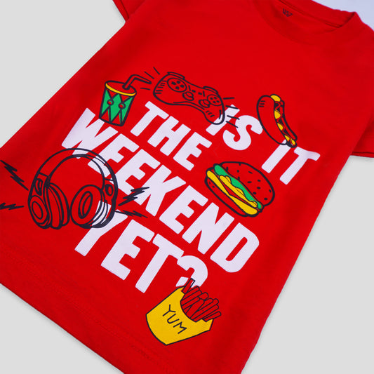 Boys Half Sleeves-Printed T-Shirt (Week-end)