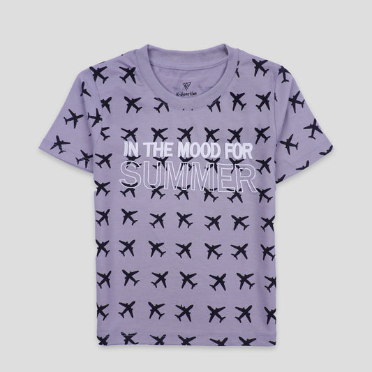 Boys Half Sleeves-Printed T-Shirt (Mood)