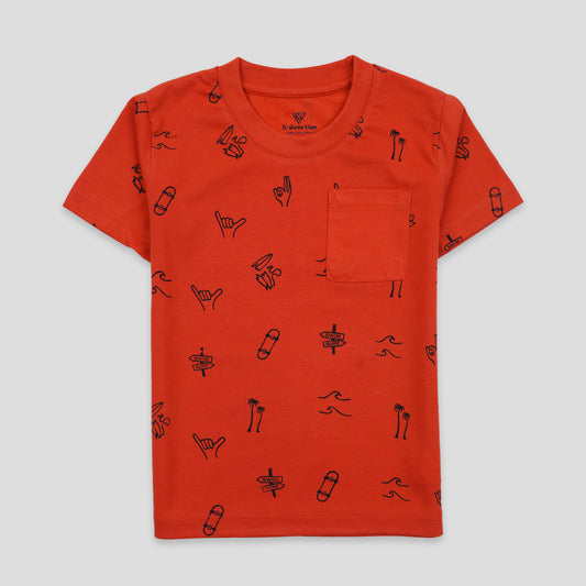 Boys Half Sleeves-Printed T-Shirt (All-over-Pocket)