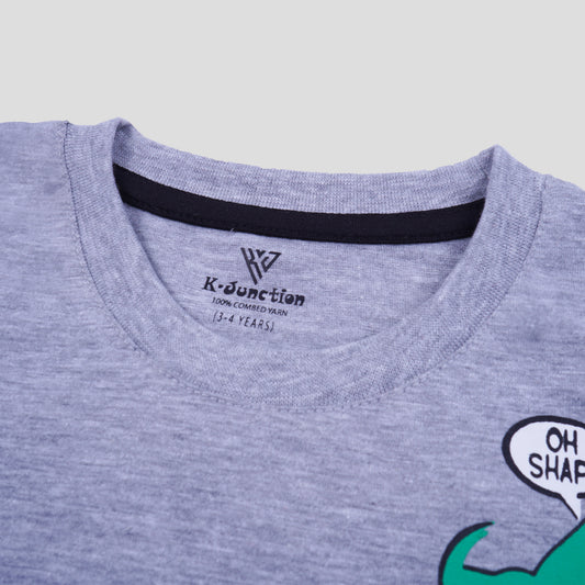 Boys Half Sleeves-Printed T-Shirt (Dino-Pocket)