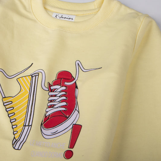Boys Printed Full Sleeve Sweat T-Shirt (Shoes)