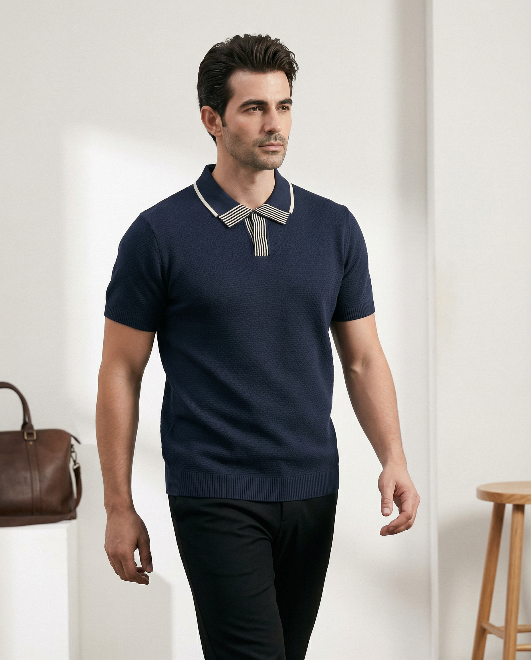 Mens Knitted Polo