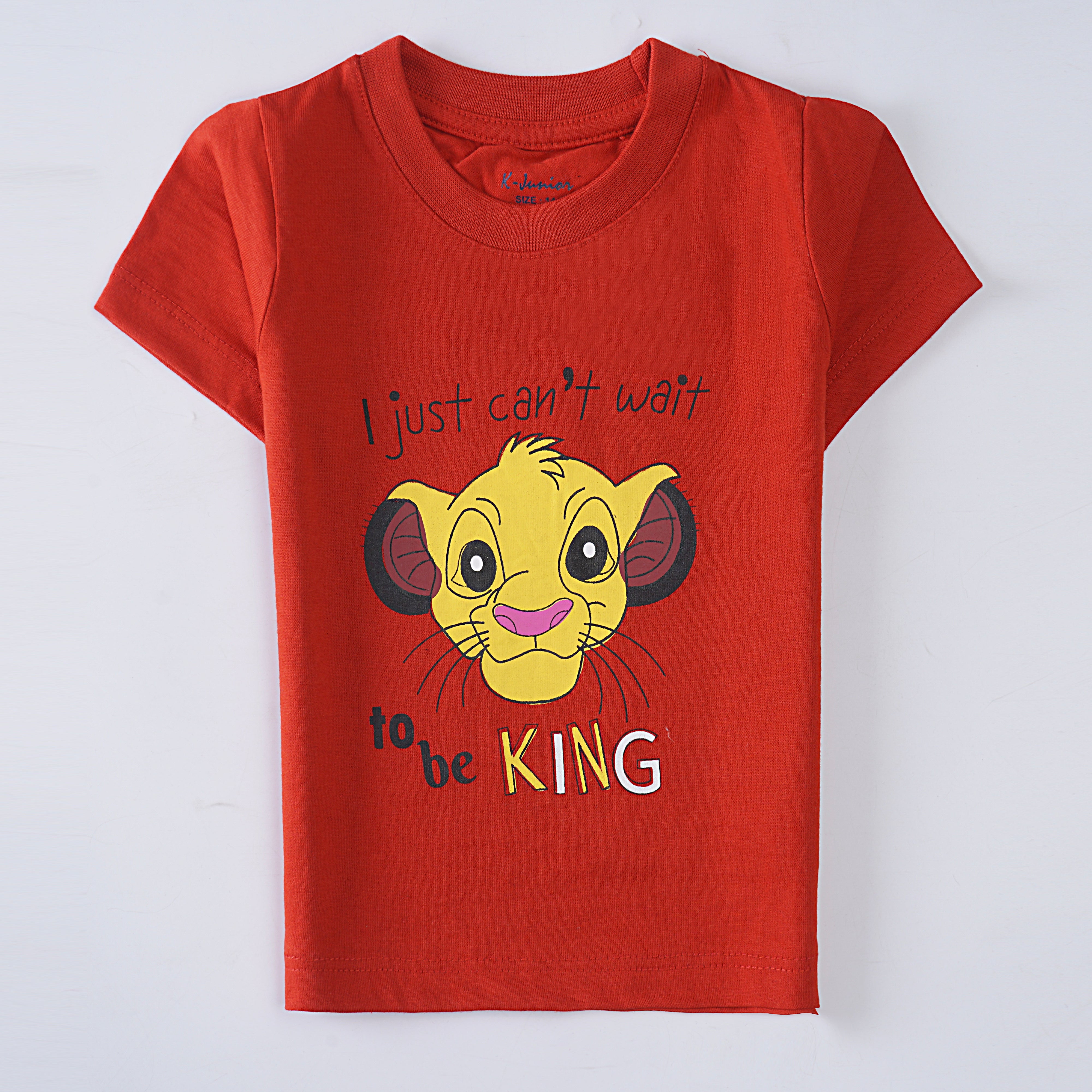 Infant Boys Half Sleeves-Printed T-Shirt (Simba)