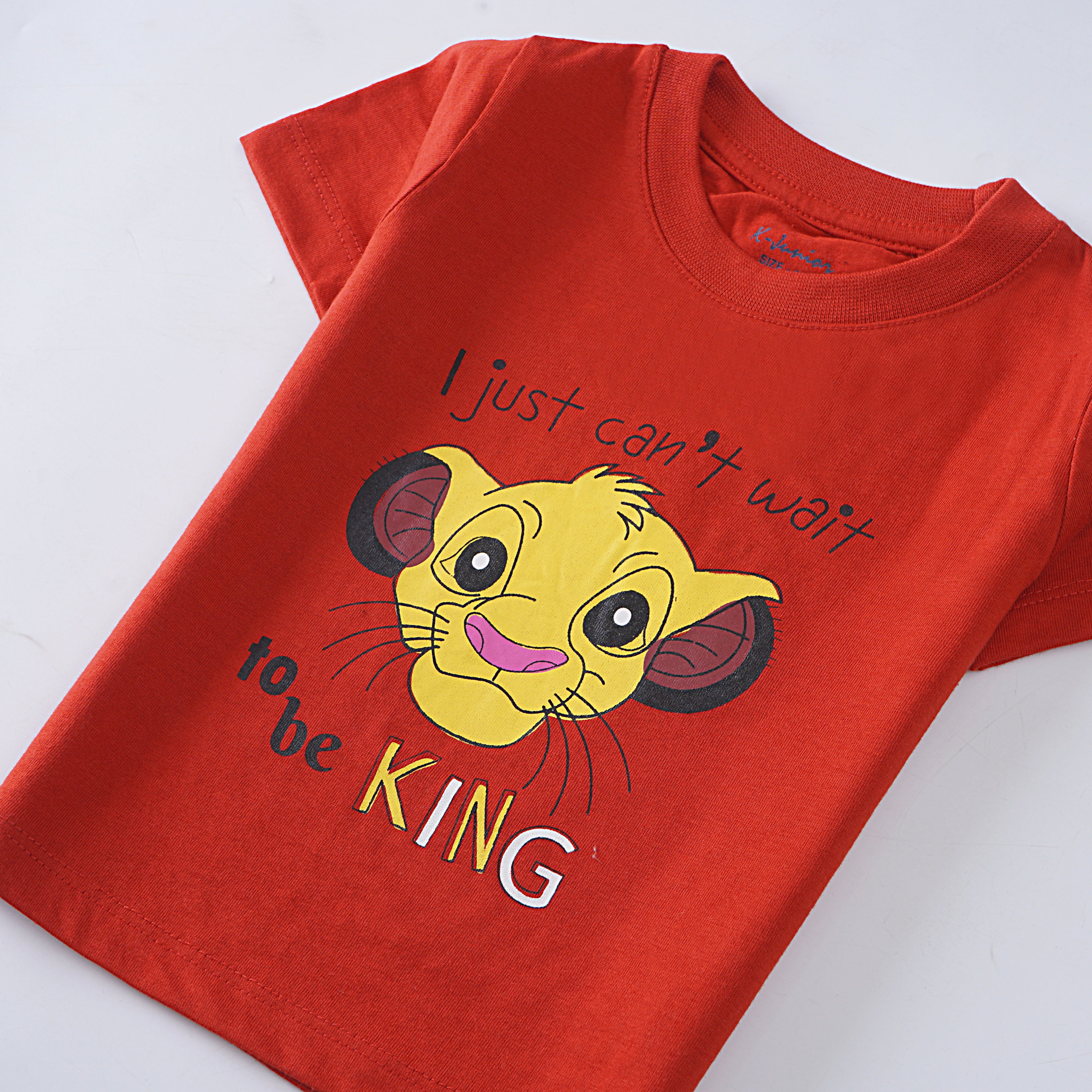 Infant Boys Half Sleeves-Printed T-Shirt (Simba)