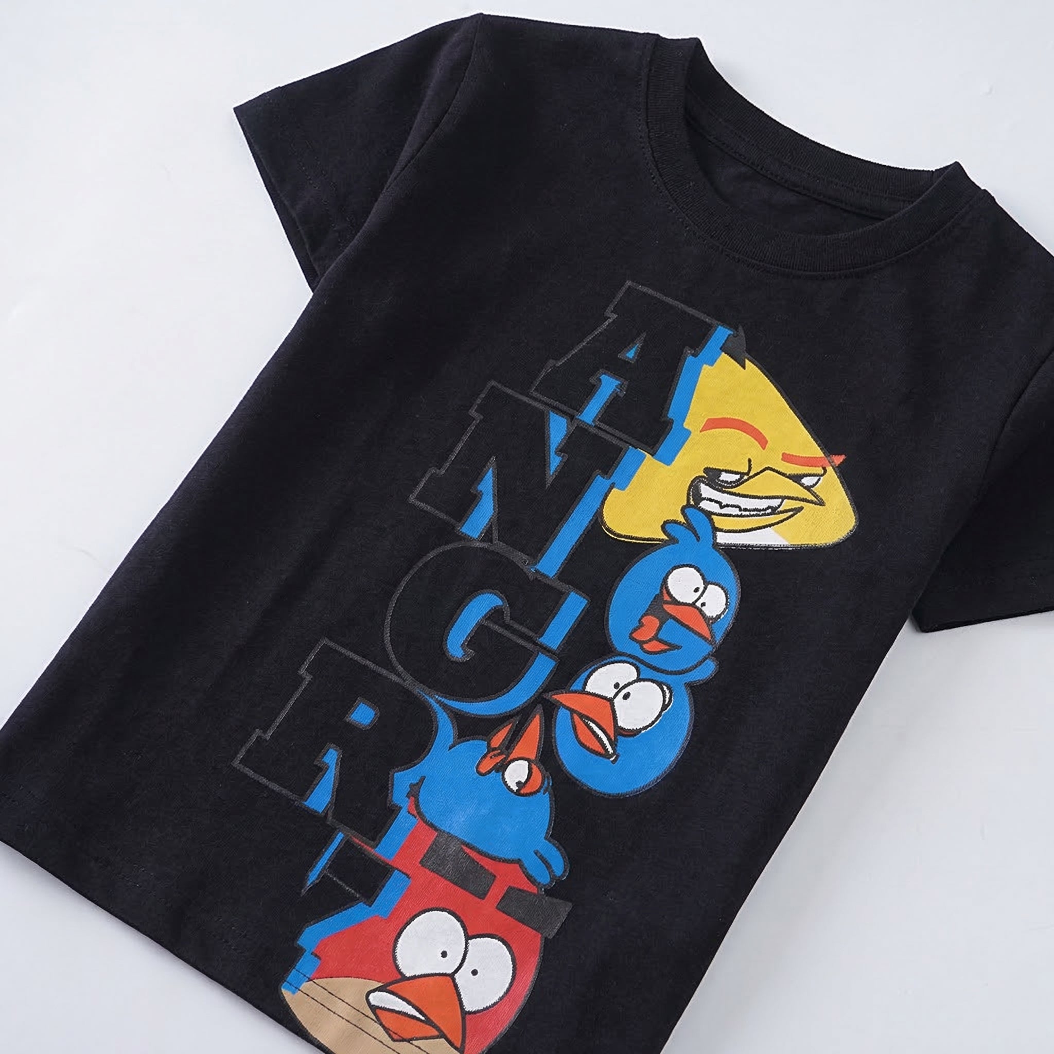 Infant Boys Half Sleeves-Printed T-Shirt Charcoal (Angry-Bird)