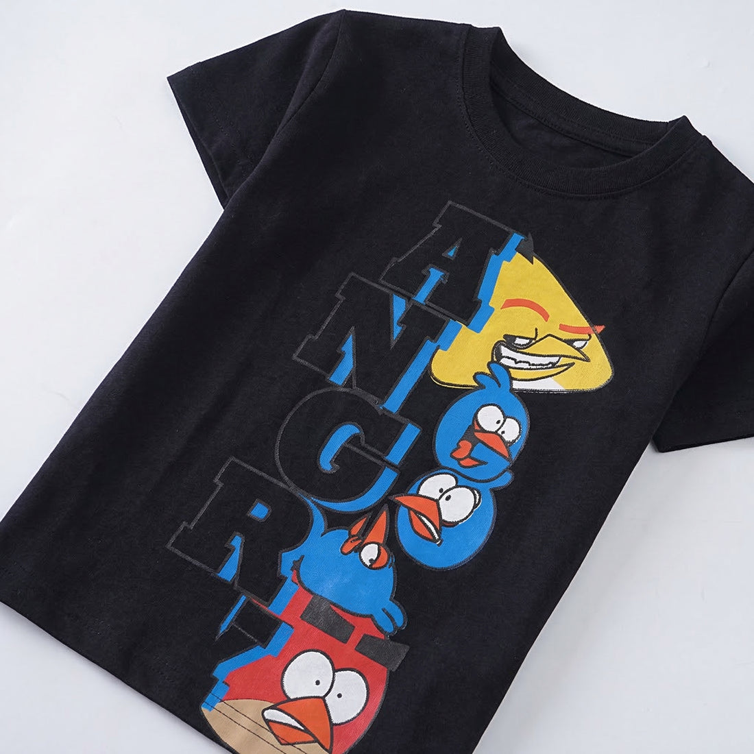 Infant Boys Half Sleeves-Printed T-Shirt Charcoal (Angry-Bird)