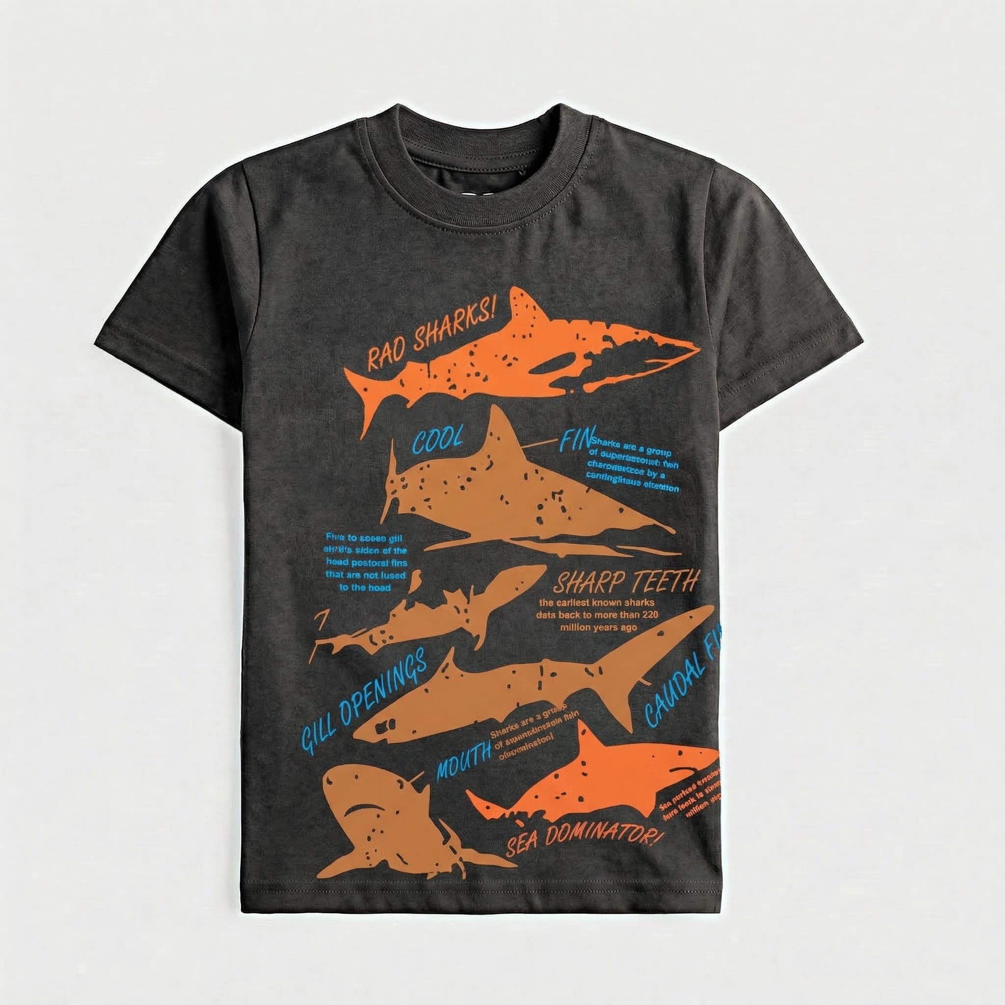 Infant Boys Half Sleeves-Printed T-Shirt (Sharks)