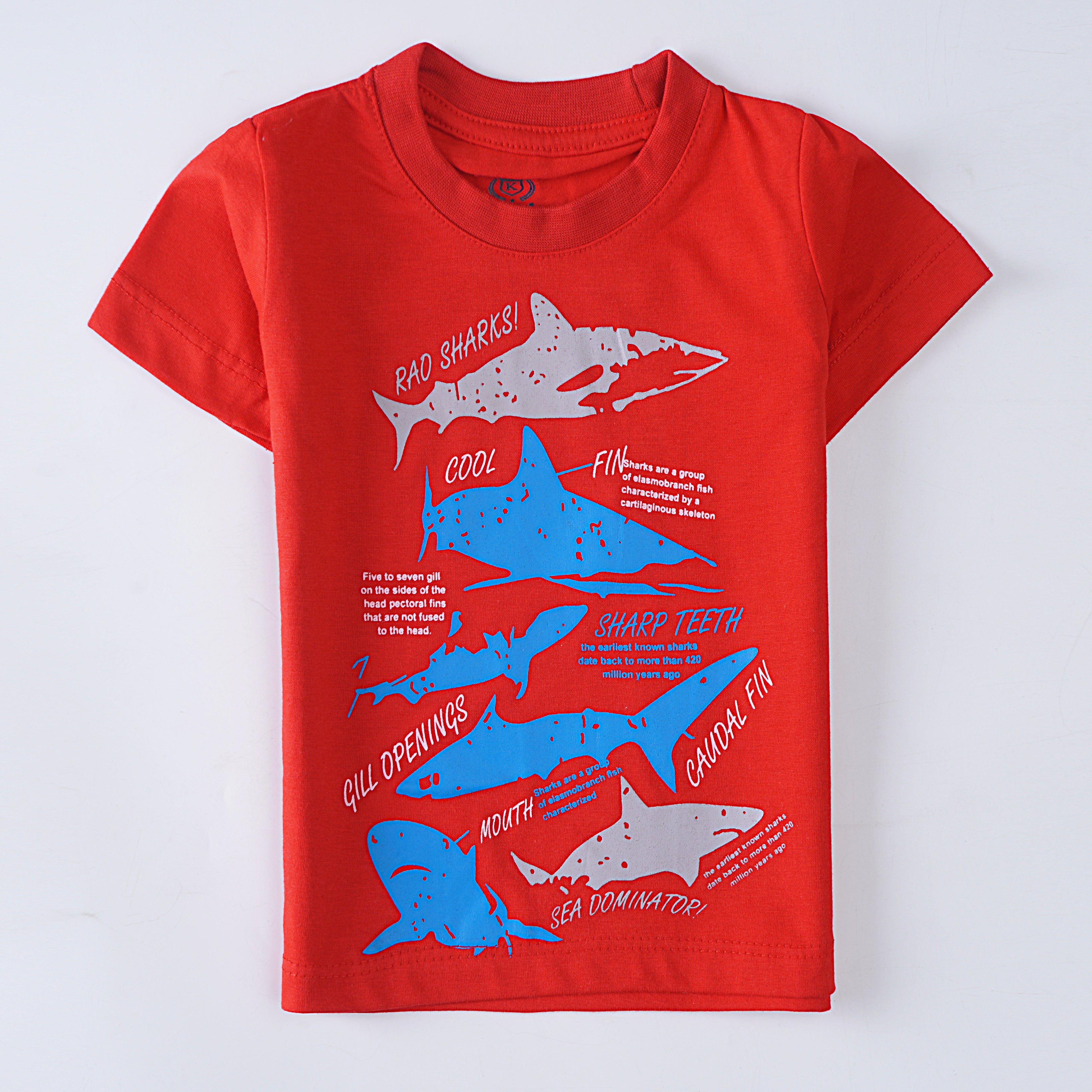 Infant Boys Half Sleeves-Printed T-Shirt (Sharks)