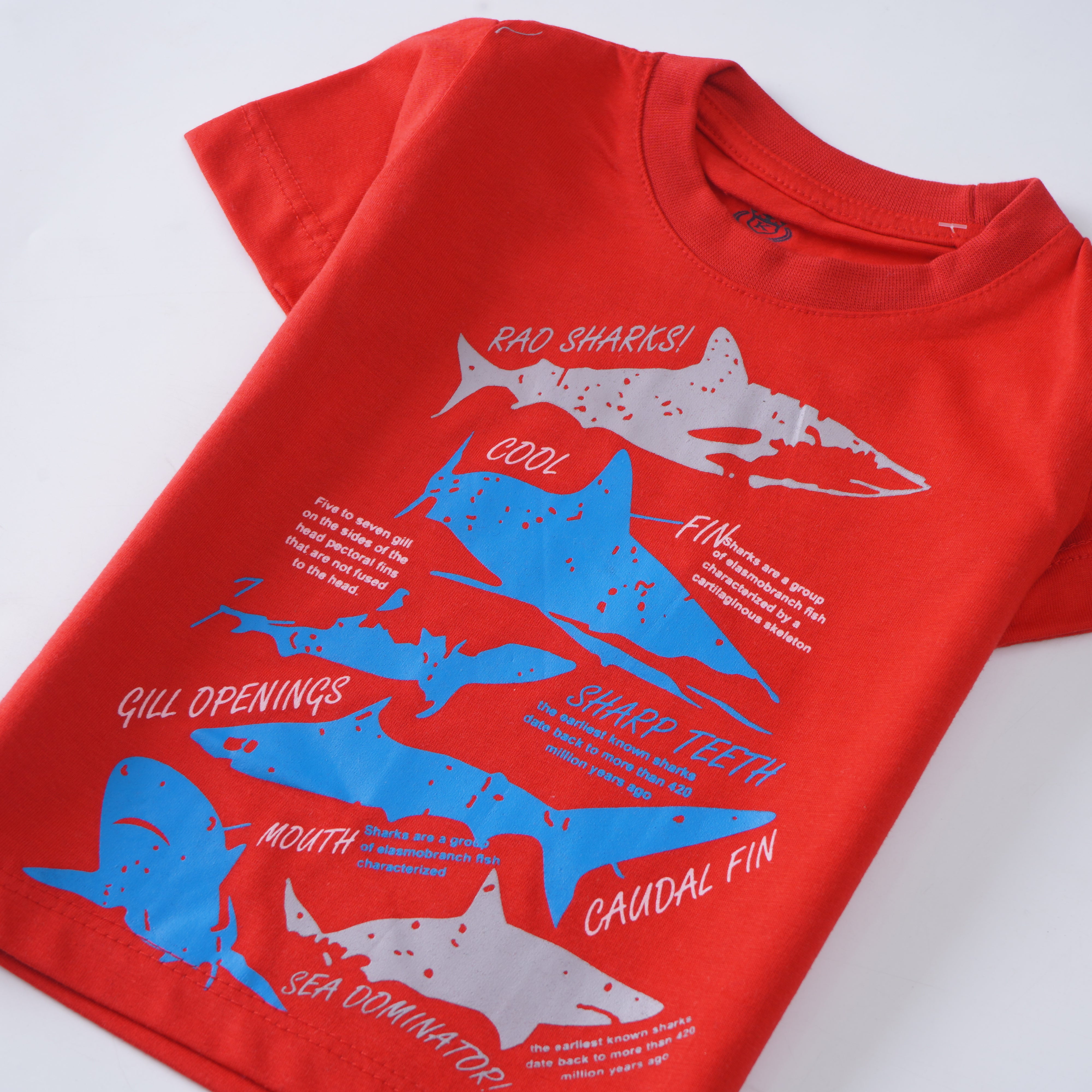 Infant Boys Half Sleeves-Printed T-Shirt (Sharks)
