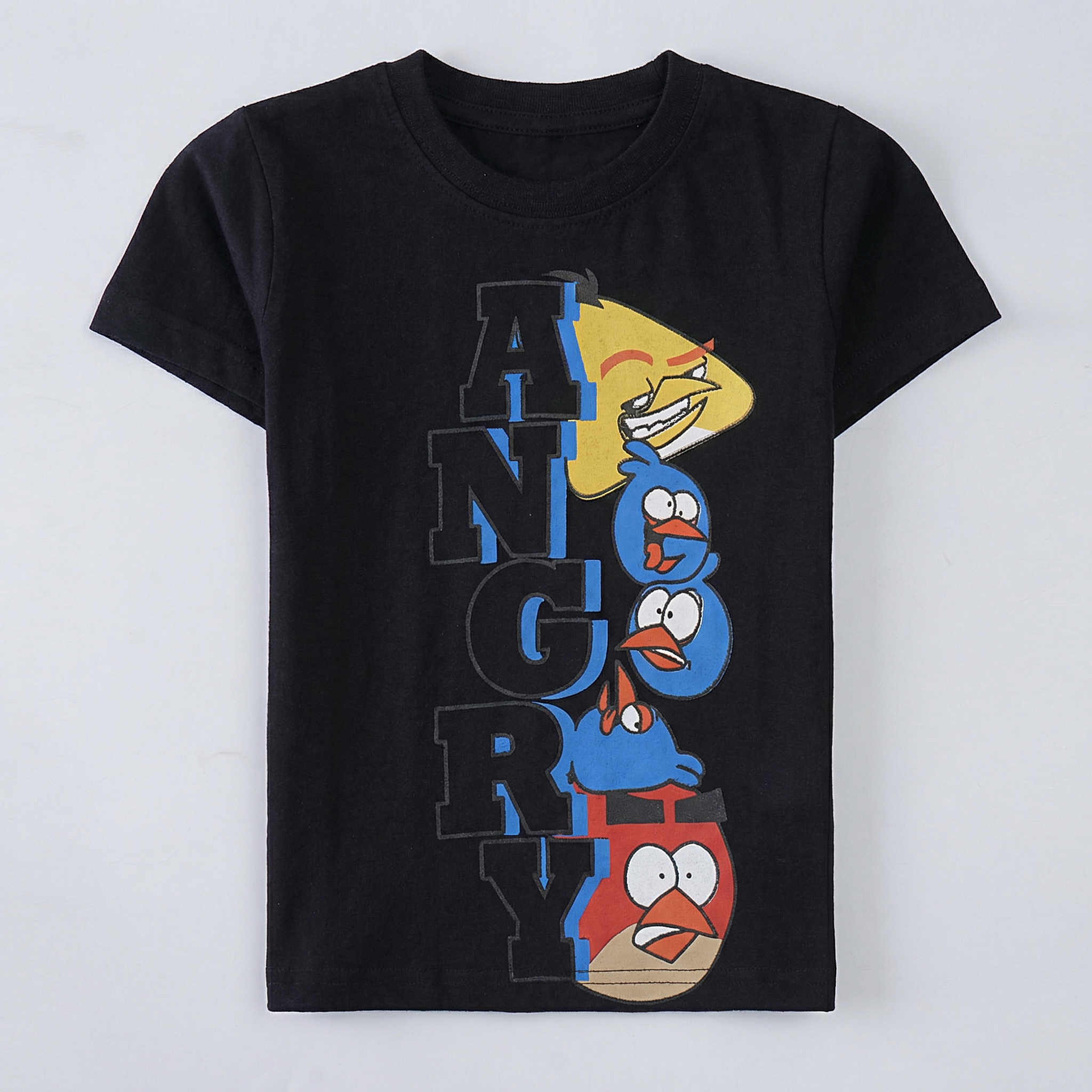 Infant Boys Half Sleeves-Printed T-Shirt Charcoal (Angry-Bird)