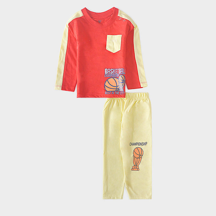 Infant Baba Printed Full Sleeve Suit (basket-ball)