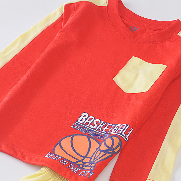 Infant Baba Printed Full Sleeve Suit (basket-ball)