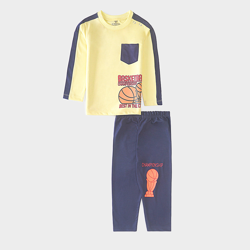 Infant Baba Printed Full Sleeve Suit (basket-ball)