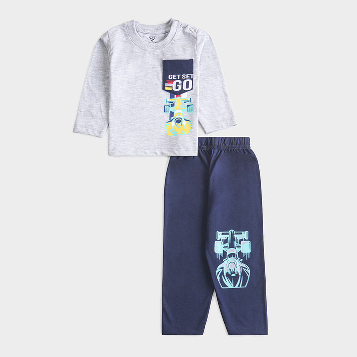 Boys Printed Full Sleeve Suit (Go)