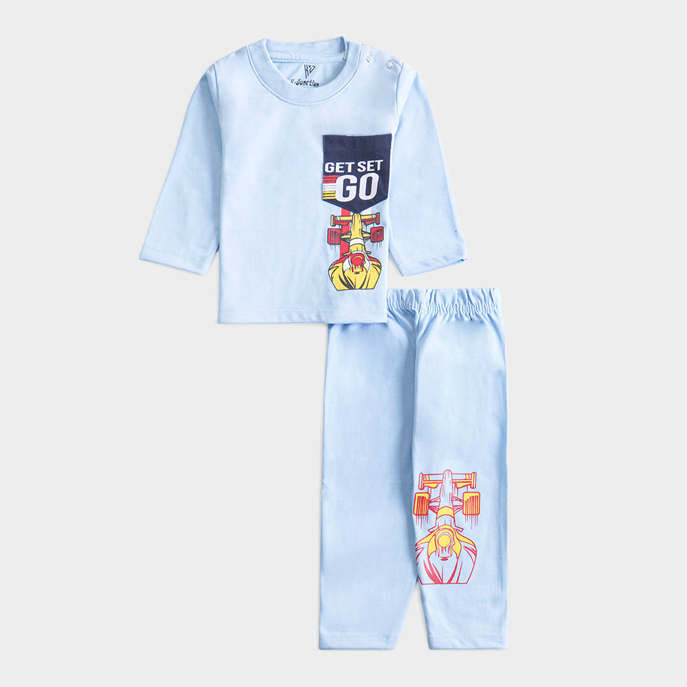 Boys Printed Full Sleeve Suit (Go)
