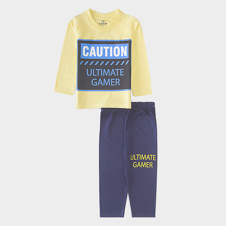 Boys Printed Full Sleeve Suit (Caution)