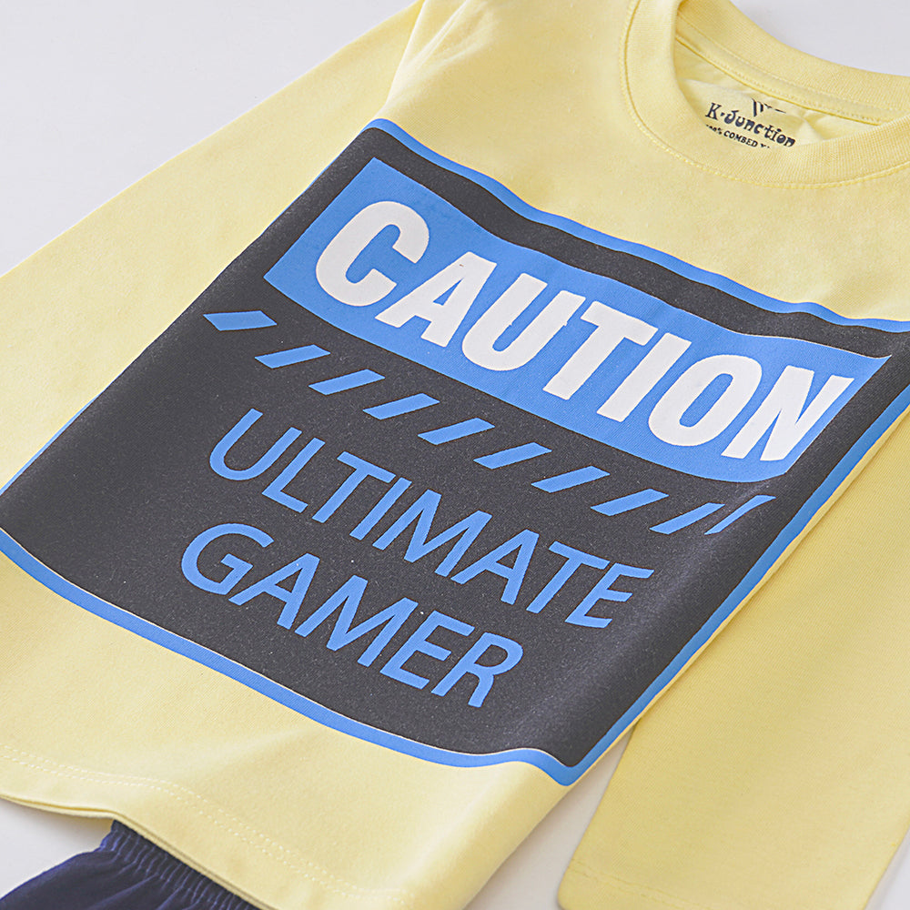 Boys Printed Full Sleeve Suit (Caution)