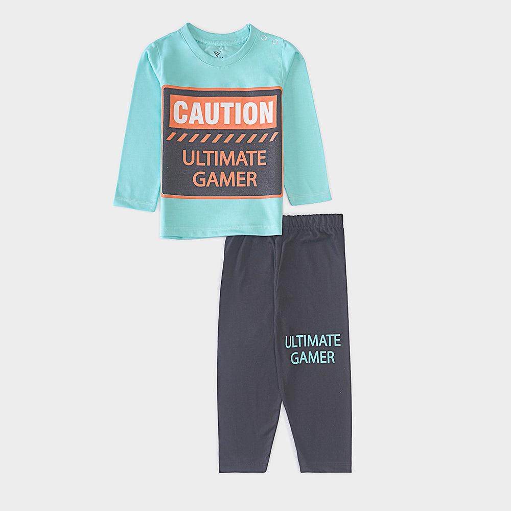 Boys Printed Full Sleeve Suit (Caution)