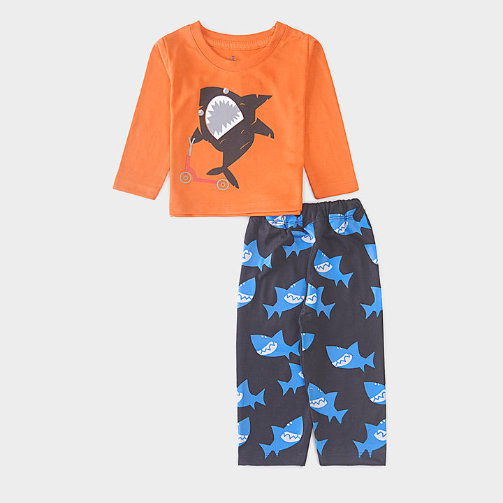 Infant Baba Printed Full Sleeve Suit (Shark)