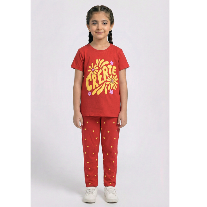 Girls 2 Piece Set (Printed Crerte)