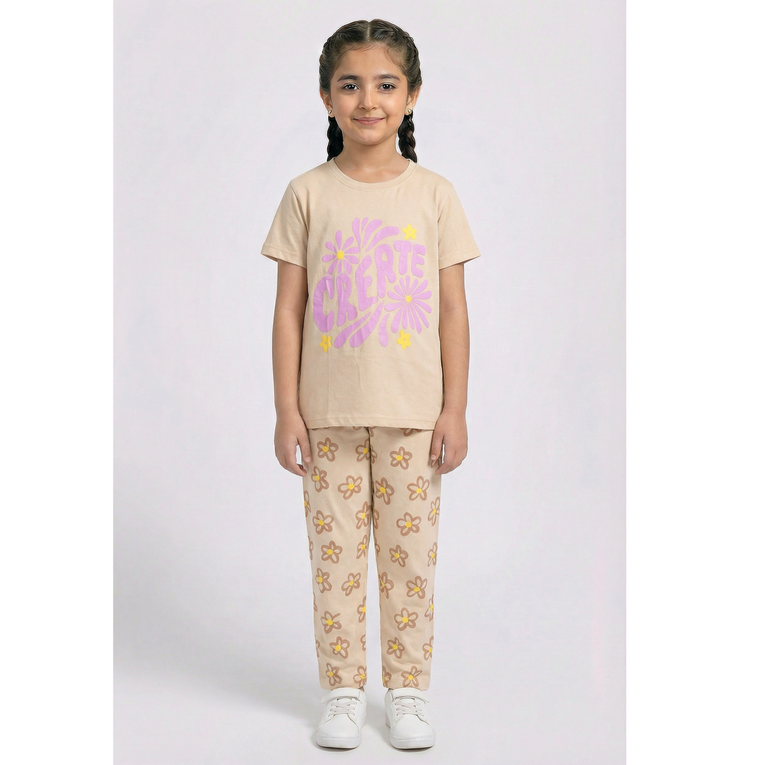 Girls 2 Piece Set (Printed Crerte)