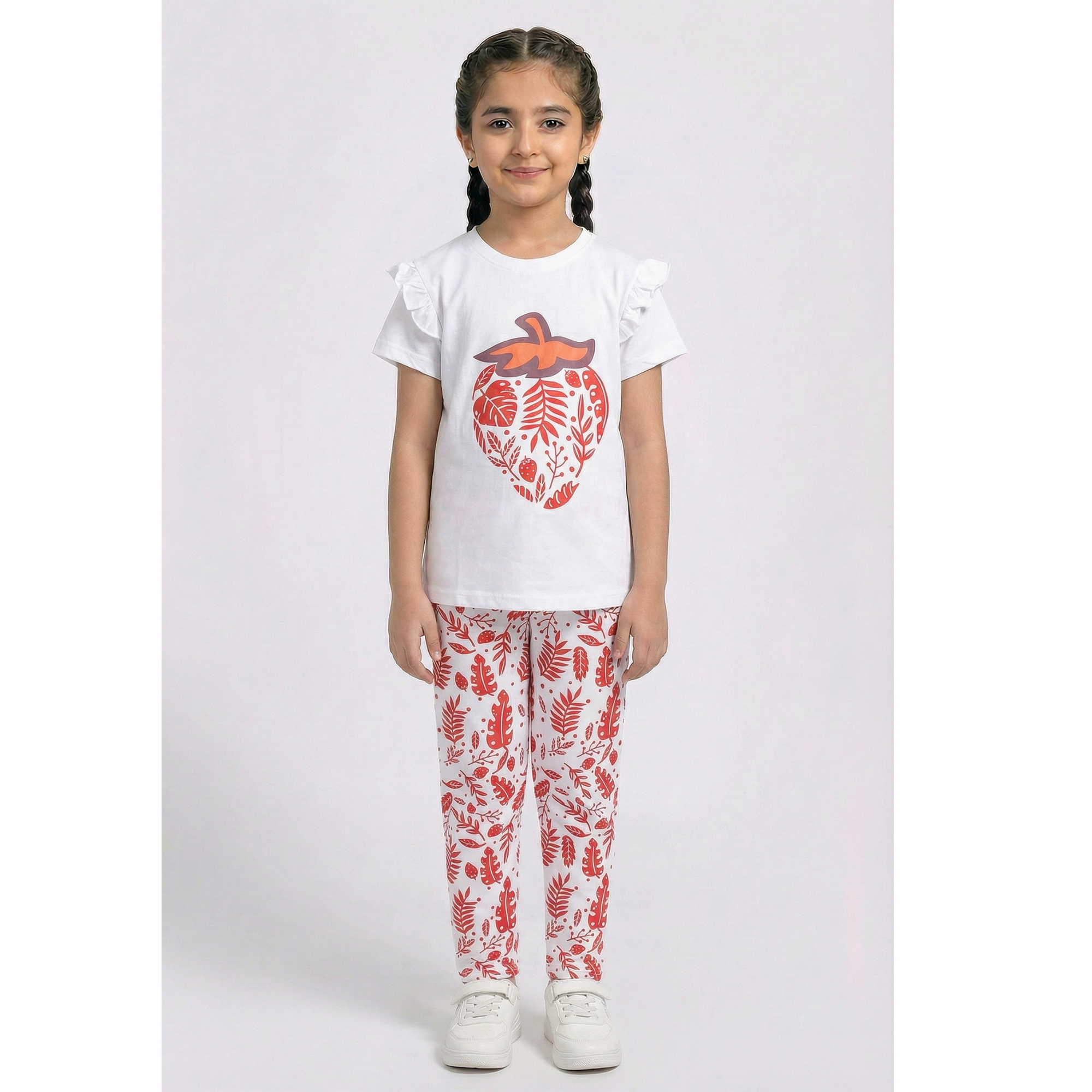 Girls 2 Piece Set (Printed Strawberry)