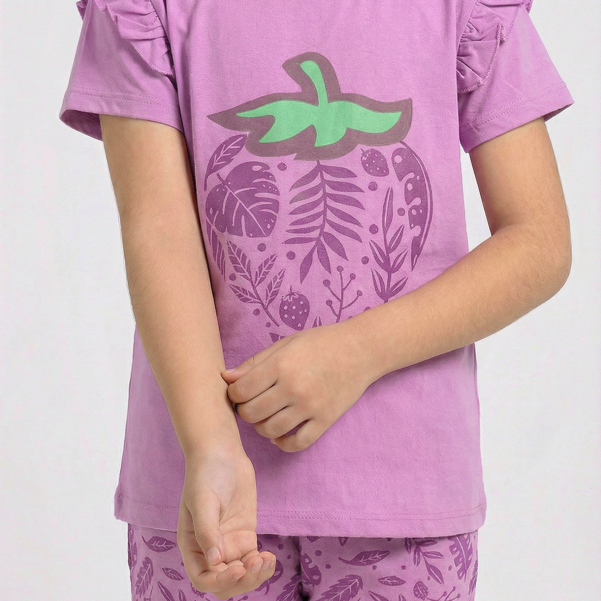 Girls 2 Piece Set (Printed Strawberry)