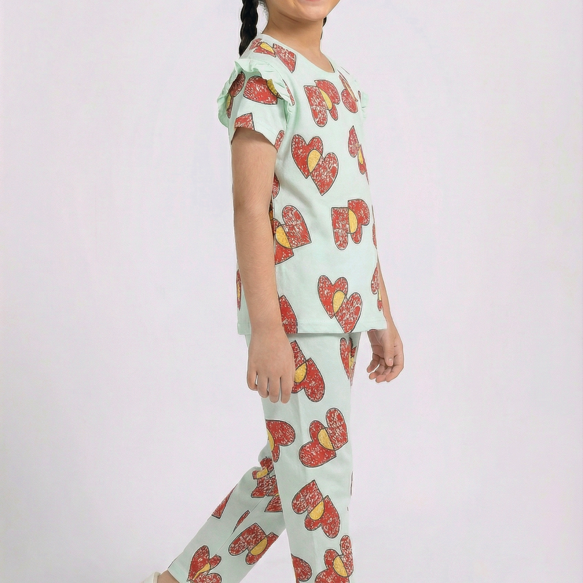 Girls 2 Piece Set (Printed Heart)