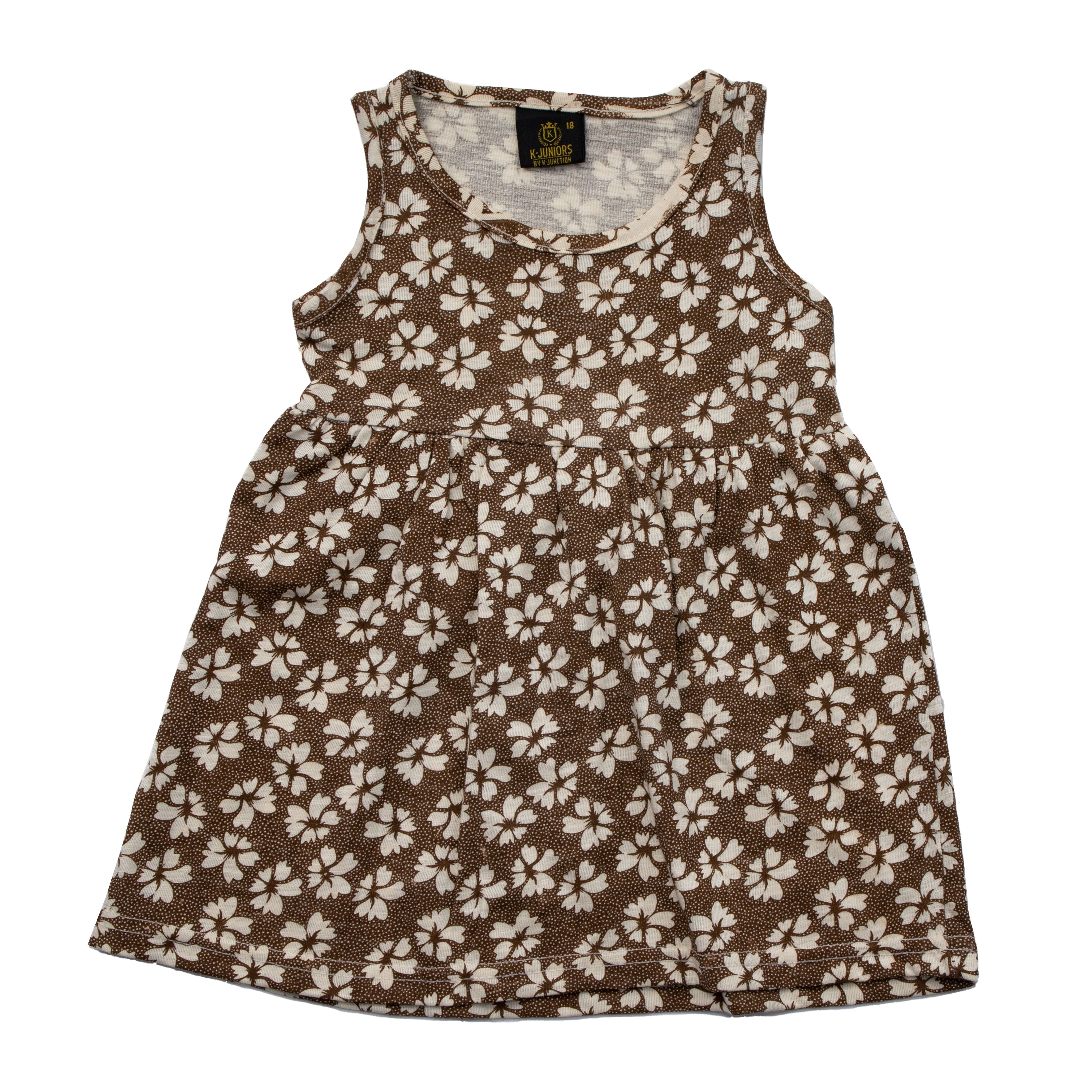 Girls Printed Frock Color Brown Code-B