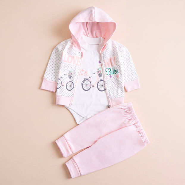 Infant Girls 3 Pcs Suit – Pink, Green, Peach & Yellow Winter Set (3-6 Months)
