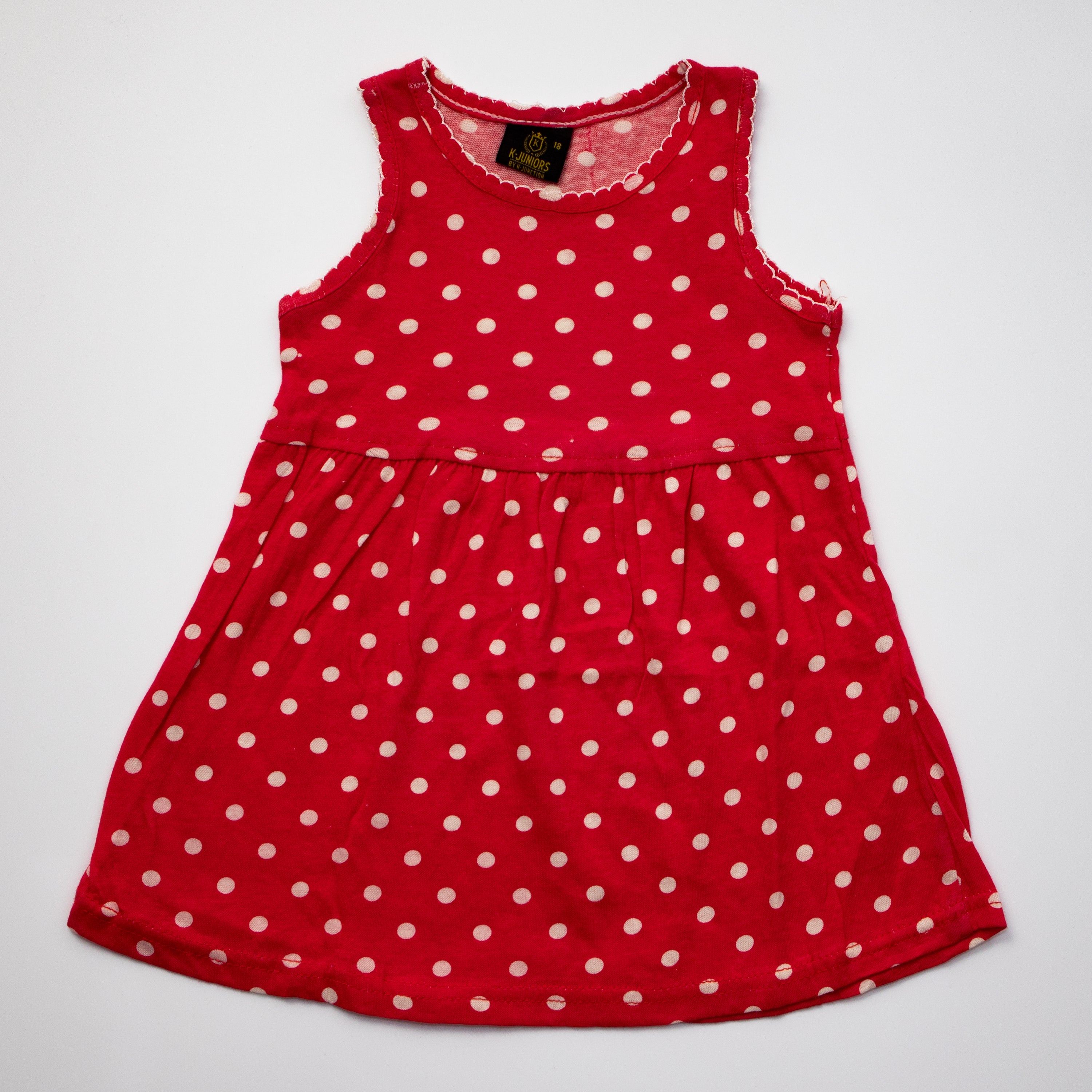 Girls Printed Frock Color Red Code-B