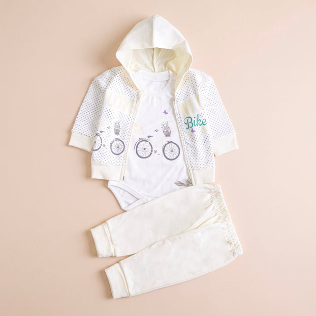 Infant Girls 3 Pcs Suit – Pink, Green, Peach & Yellow Winter Set (3-6 Months)