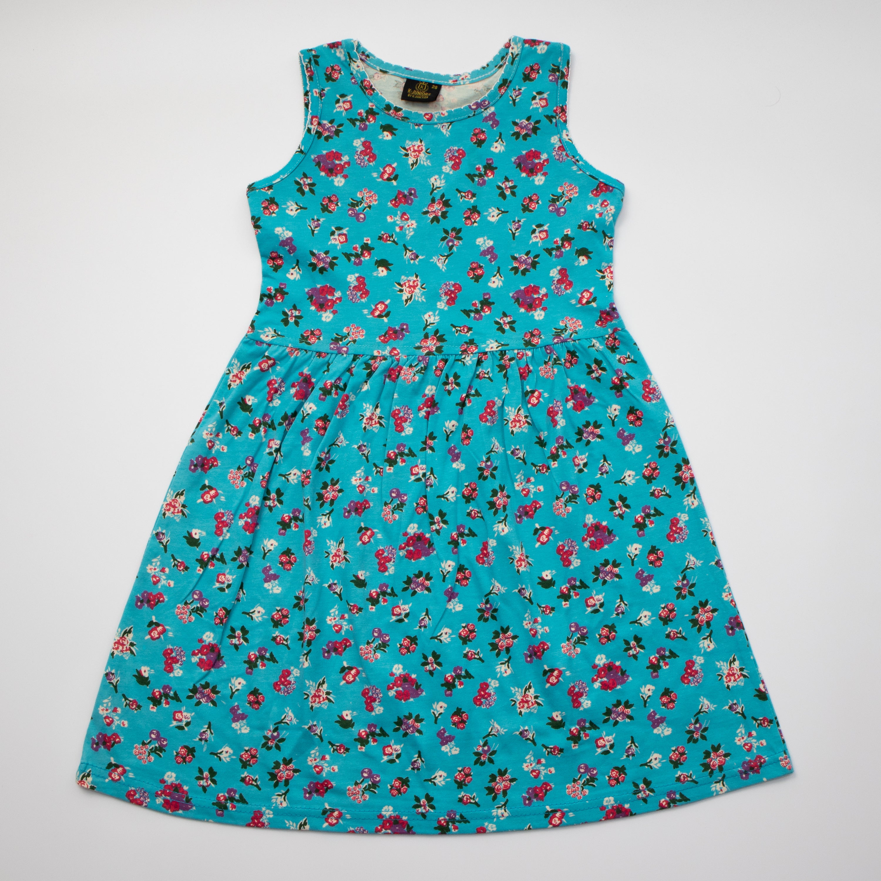 Girls Printed Frock Color Light-Blue Code-B