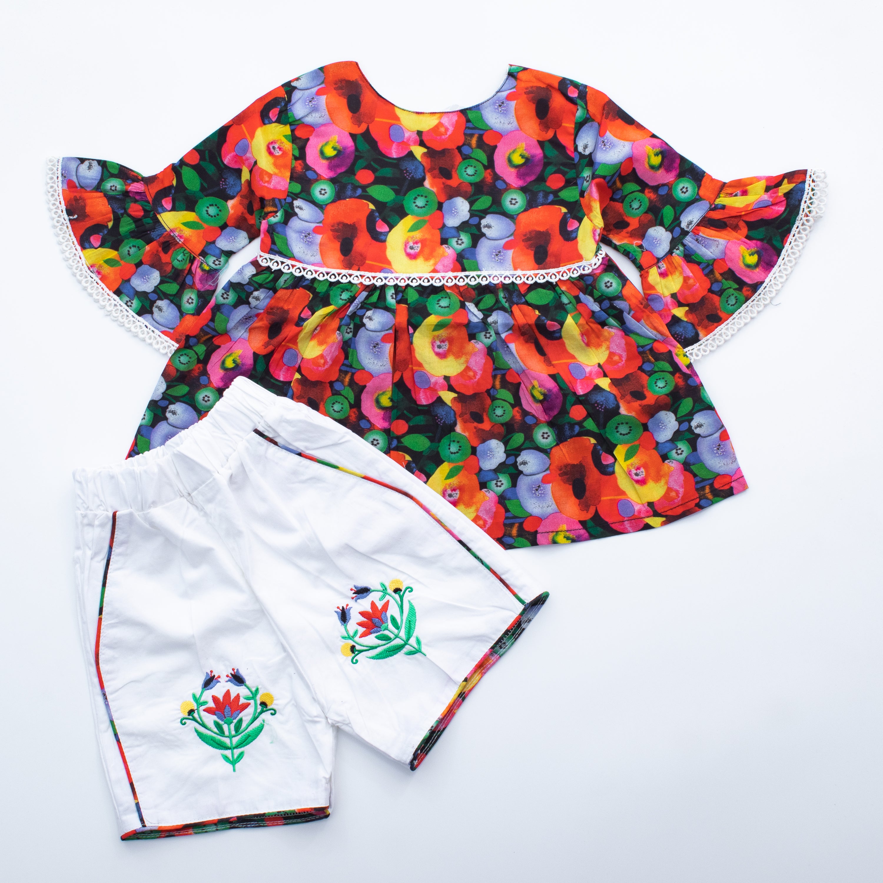 Girls Half Sleeves 2 Piece Suit Code-CA