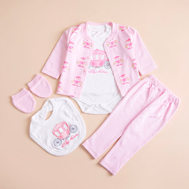 Infant Girls 3 Pcs Suit – Green, Peach & Pink Winter Outfit Set (3-6 Months)