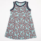 Girls Printed Frock Color Sky-Blue Code-C