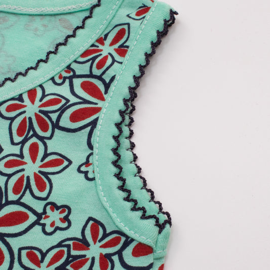 Girls Printed Frock Color ice-Green Code-F