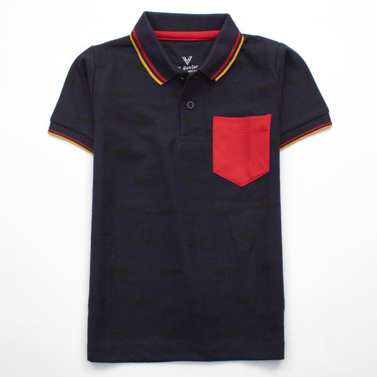 Boys Half Sleeves Polo T-Shirt Color Navy