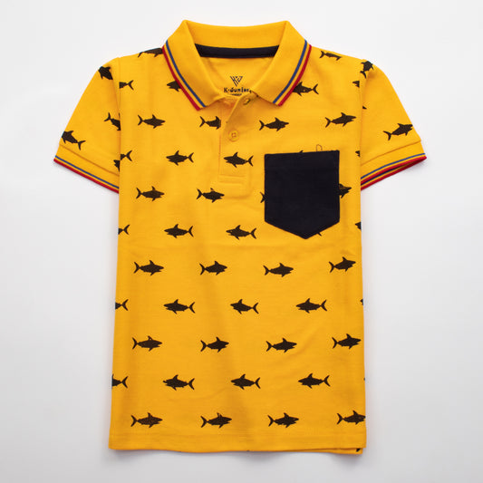 Boys Half Sleeves Polo T-Shirt (Fish)