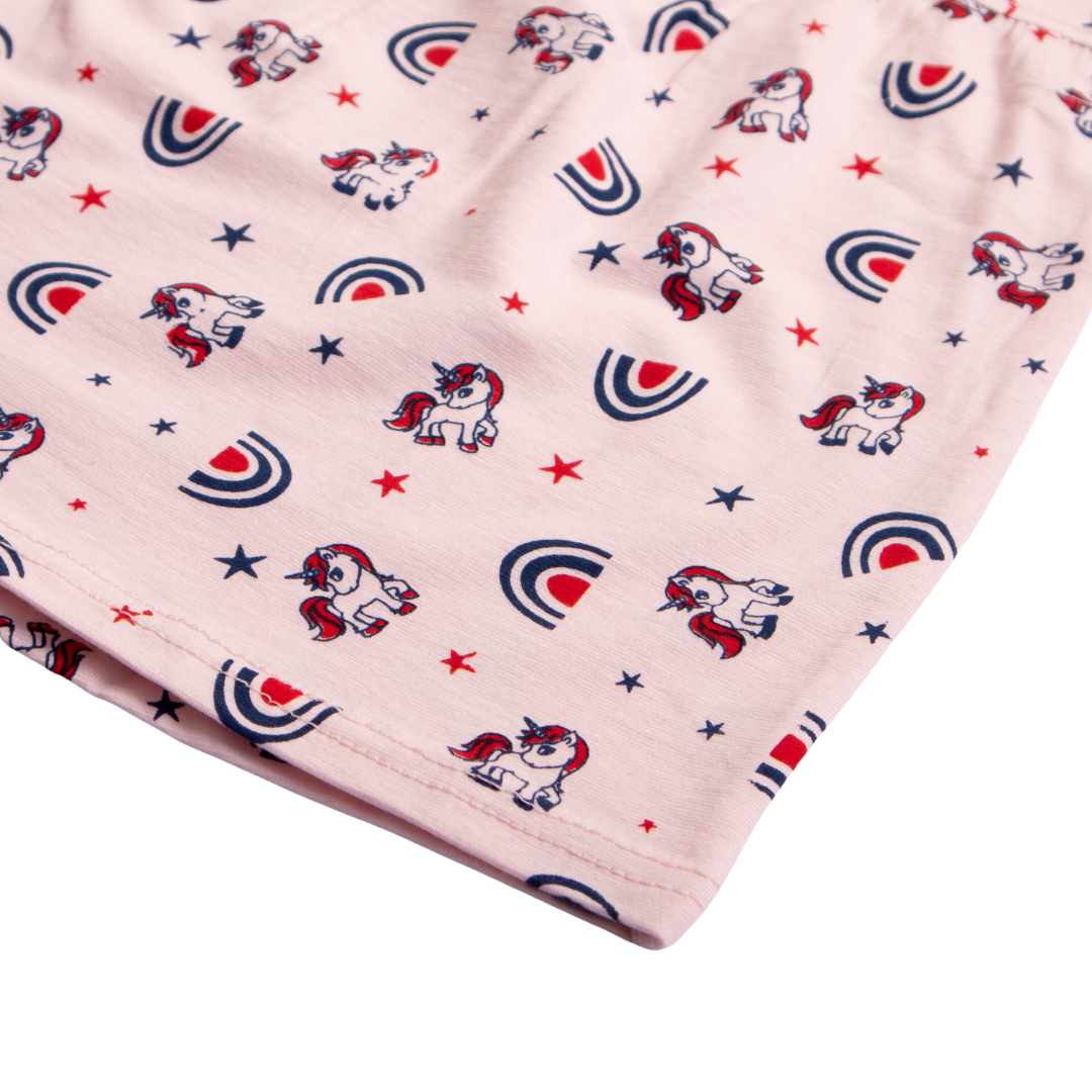 Girls Printed Frock Color Light-Pink Code-B