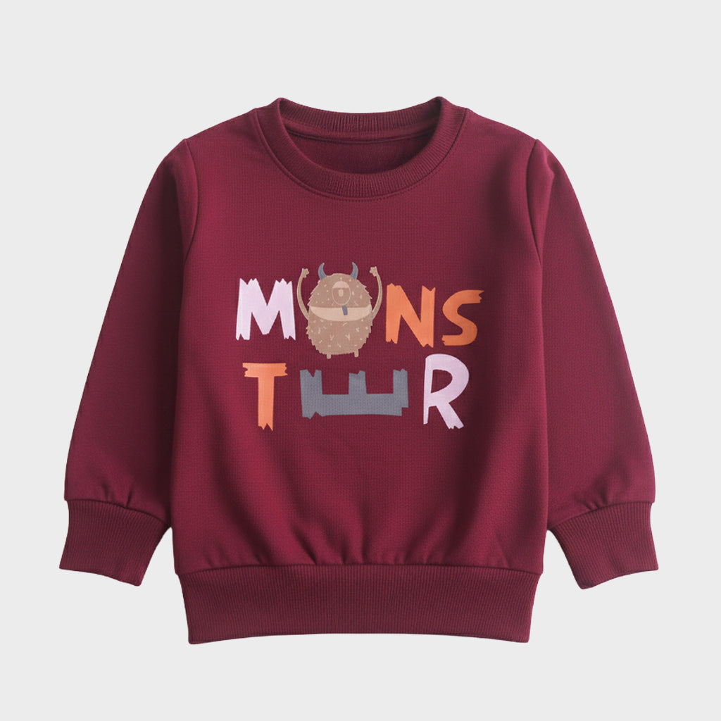Boys Printed Full Sleeve Sweat T-Shirt (Monster)