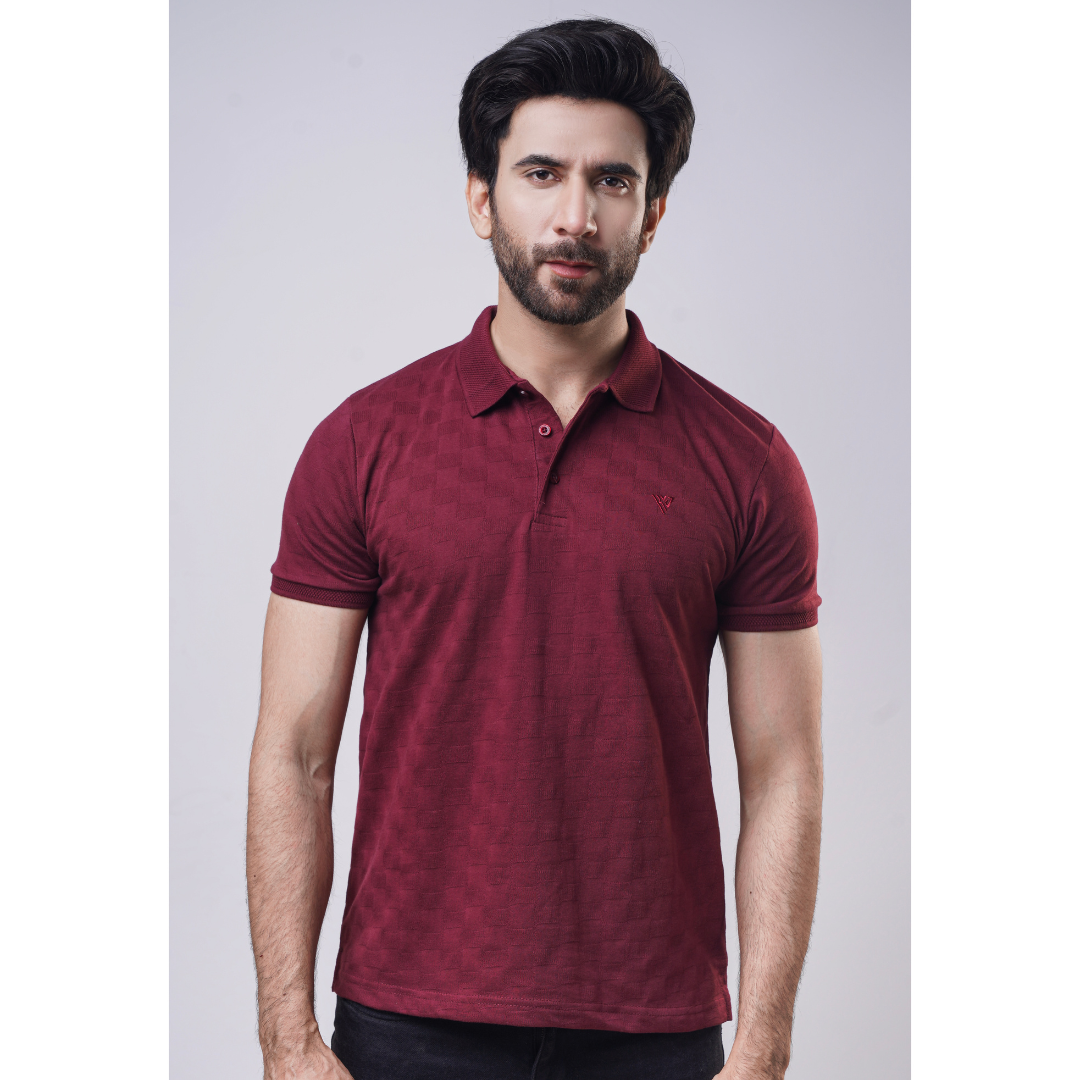 Men's Jacquard Half Sleeve Polo