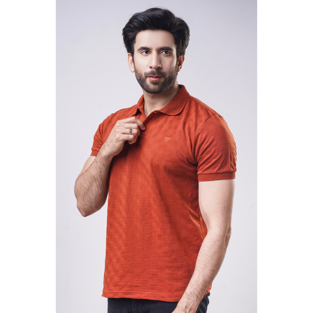 Men's Jacquard Half Sleeve Polo