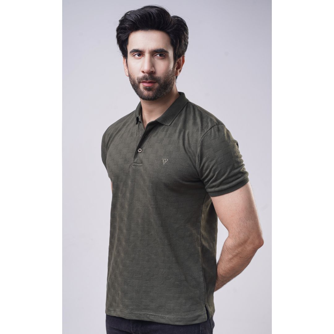 Men's Jacquard Half Sleeve Polo