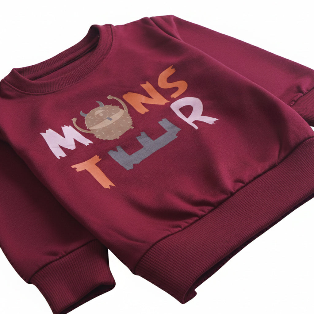 Boys Printed Full Sleeve Sweat T-Shirt (Monster)