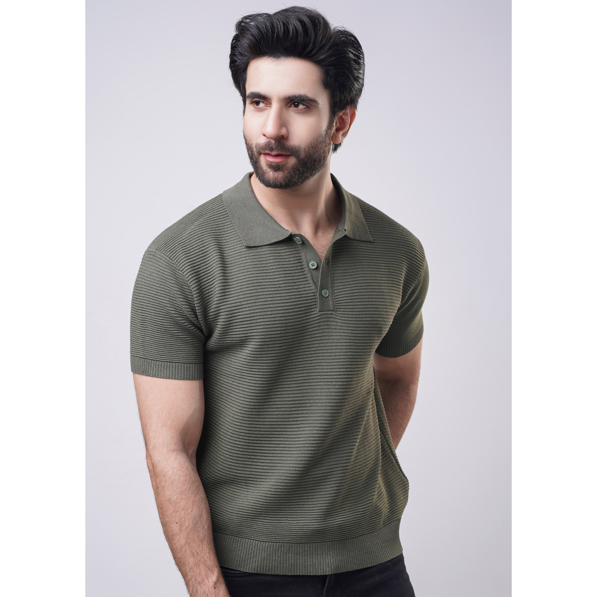 Men's Knitted Half Sleeve Polo